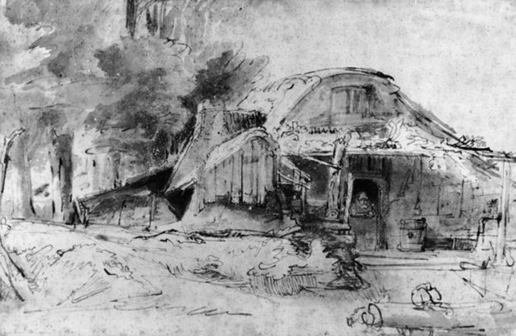 Detail of Cottage on the Outskirts of a wood by Rembrandt Harmensz. van Rijn