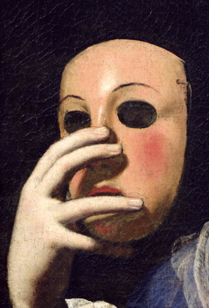 Detail of Woman with a Mask by Lorenzo Lippi