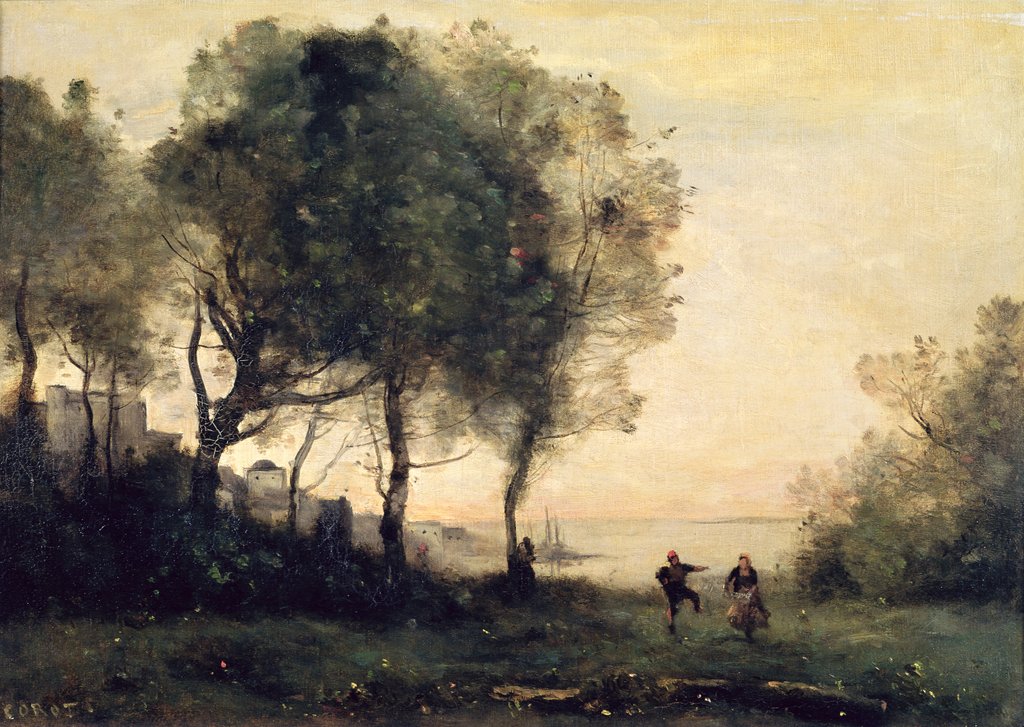Detail of Souvenir of Italy by Jean Baptiste Camille Corot