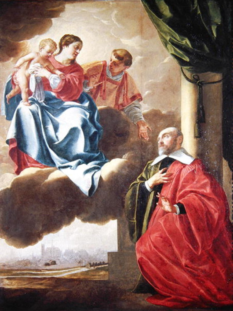 Detail of Pierre Tullier Before the Virgin and Child and St. Stephen by Jacques Blanchard