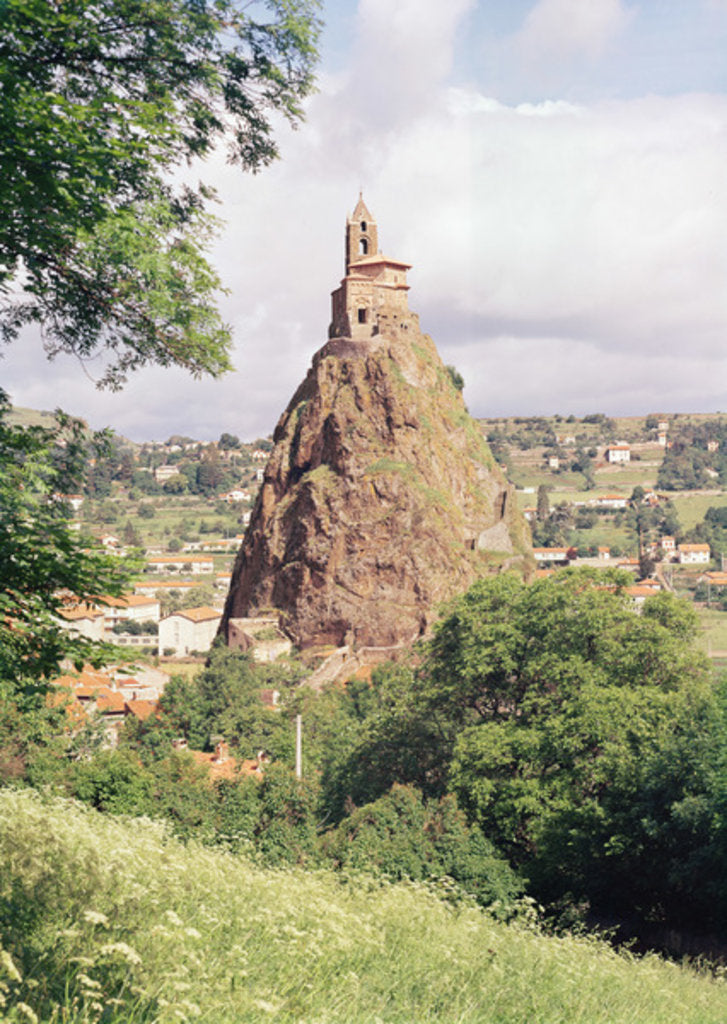 Detail of View of the Rocher d'Aiguilhe with the Church of St. Michel de l'Aiguilhe by Anonymous