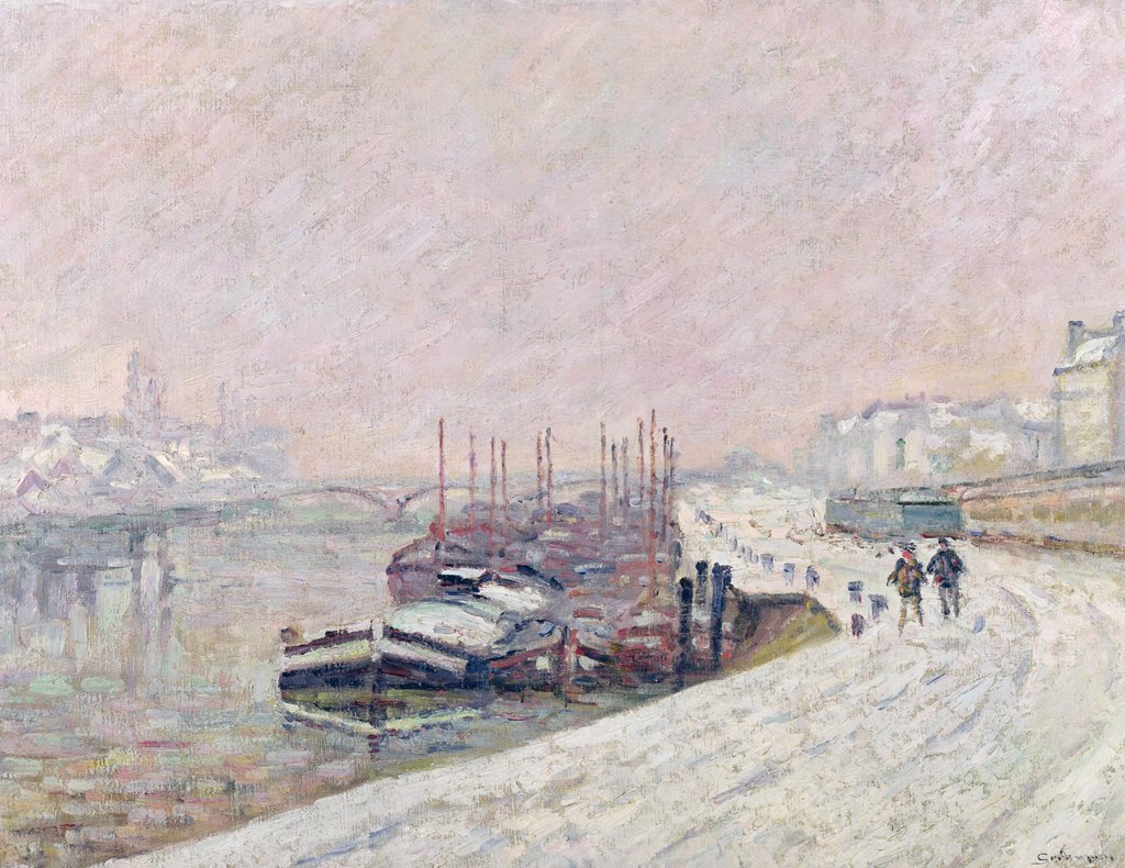 Detail of Snow in Rouen by Jean Baptiste Armand Guillaumin