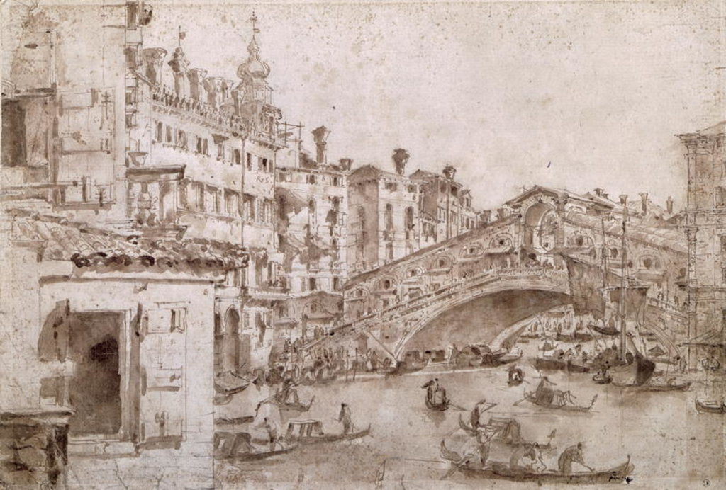Detail of The Rialto Bridge, Venice by Francesco Guardi