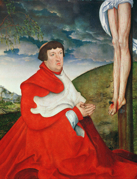 Detail of Albert, Cardinal Elector of Mainz at the foot of the Cross by Lucas the Elder Cranach