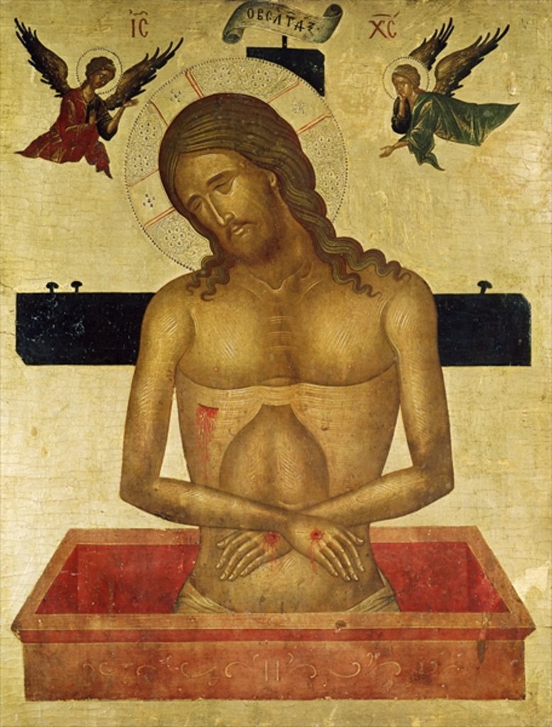 Detail of Icon depicting Christ in the tomb by Greek School