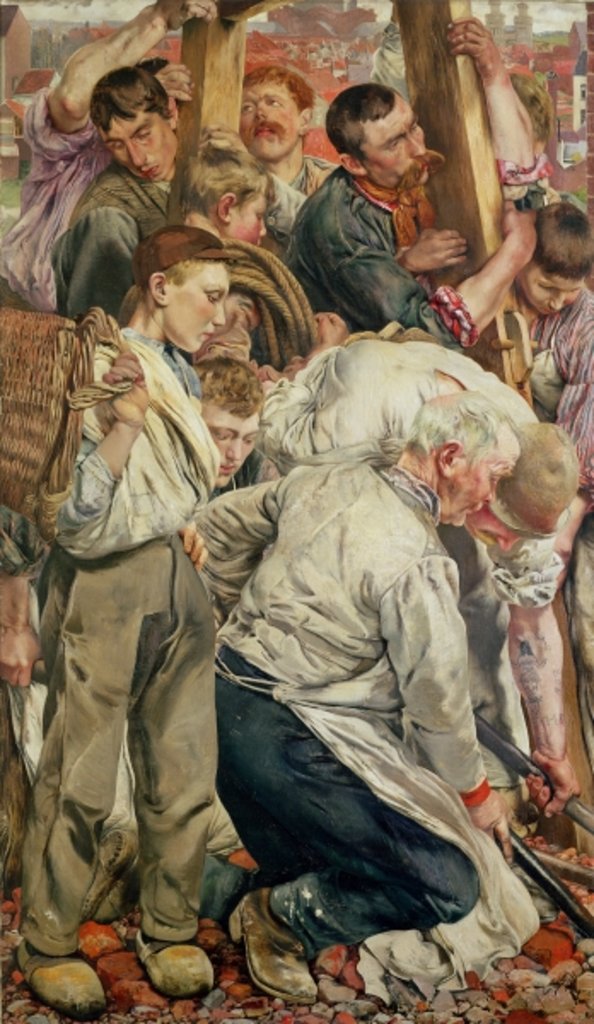 Detail of The Men, left panel from The Age of the Worker by Leon Henri Marie Frederic