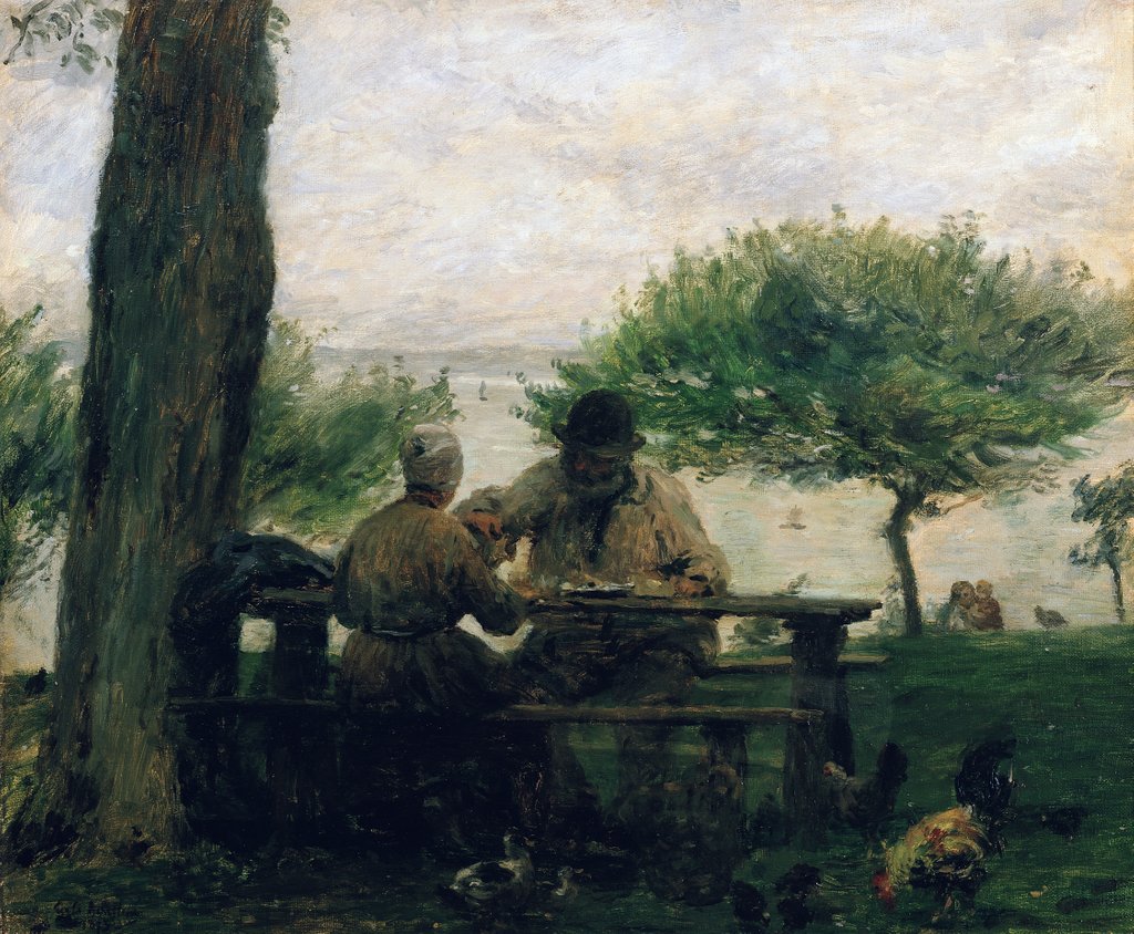 Detail of The Meal at Honfleur, 1875 by Adolphe-Felix Cals