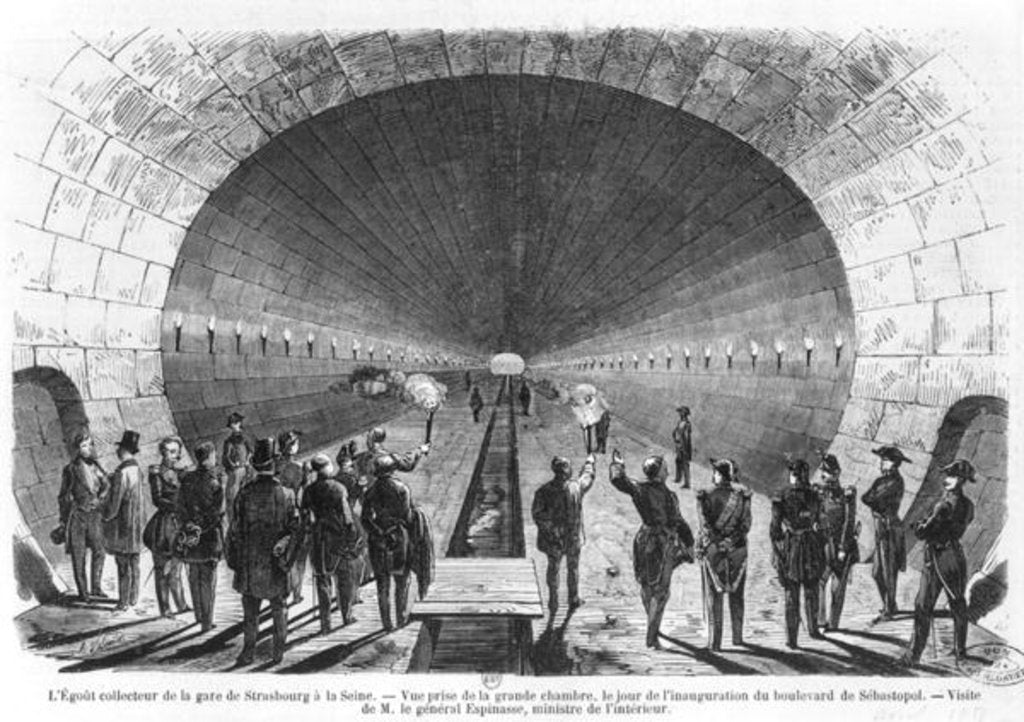 Detail of Main sewer from the Strasbourg Station to the Seine. Official visit of the Minister of Interior, General Charles Marie Esprit Espinasse April 1858 by Henry Augustin Valentin