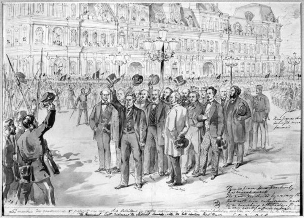Detail of Members of the provisional government reviewing the National Guards outside the Hotel de Ville in Paris on the 31st October 1870, c.1870 by French School
