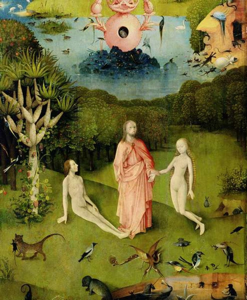 Detail of The Garden of Earthly Delights: The Garden of Eden, left wing of triptych by Hieronymus Bosch