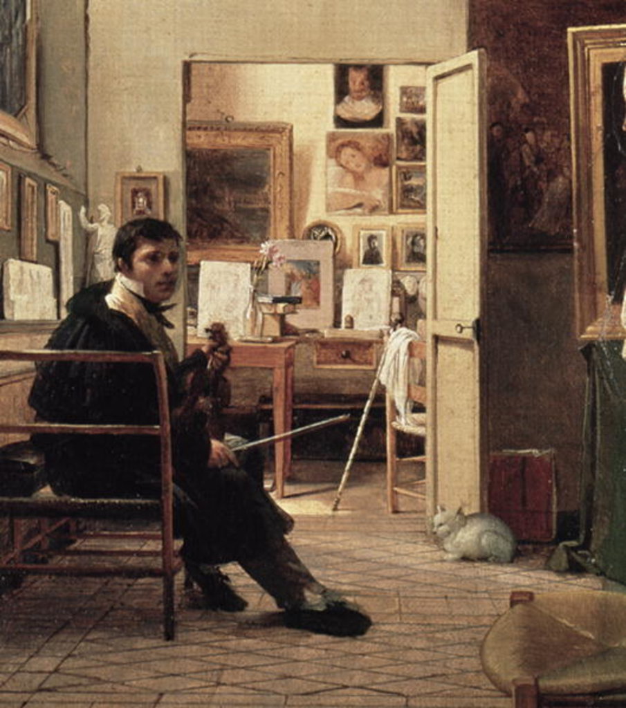 Detail of The Studio of Ingres in Rome by Jean Alaux