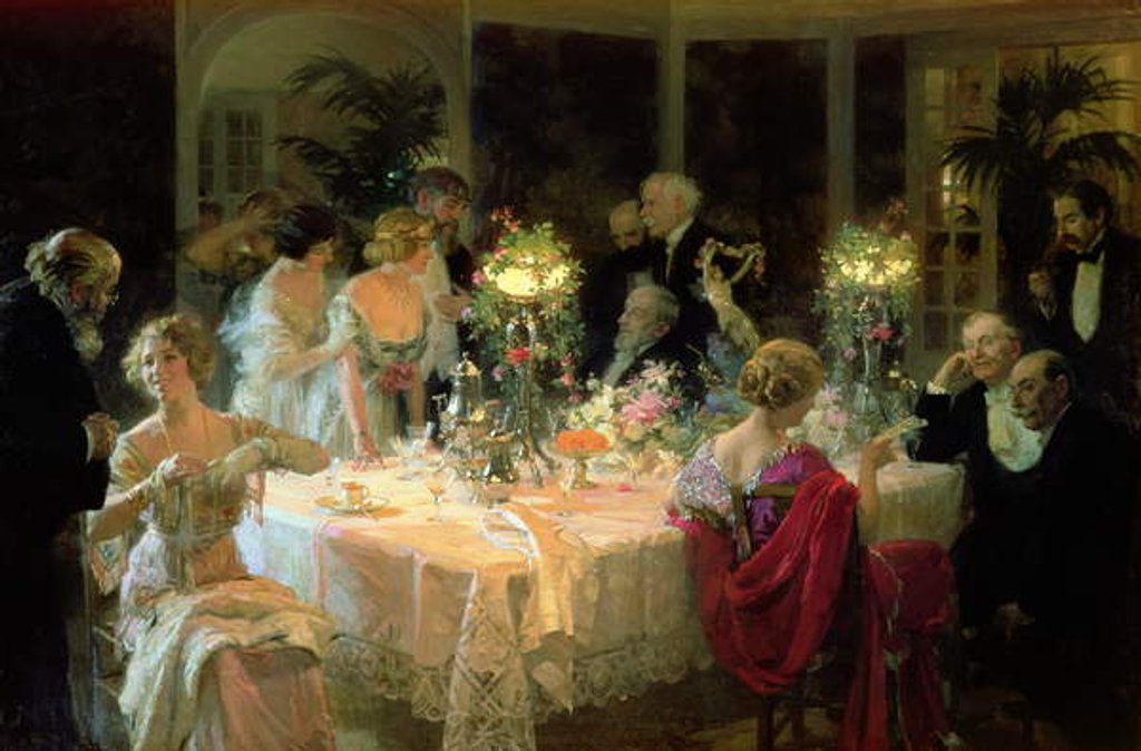 Detail of The End of Dinner, 1913 by Jules Alexandre Gruen or Grun