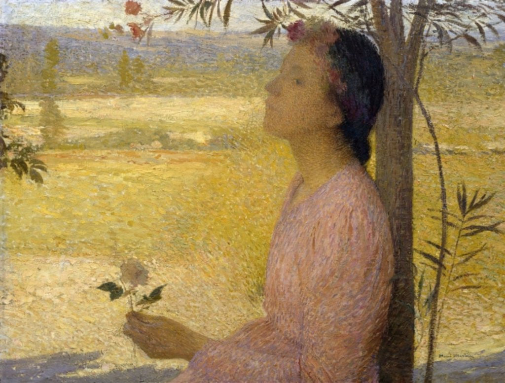 Detail of Young Woman with a Rose by Henri Martin