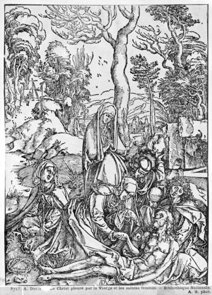 Detail of Christ mourned by the Virgin and the female Saints by Albrecht Dürer or Duerer