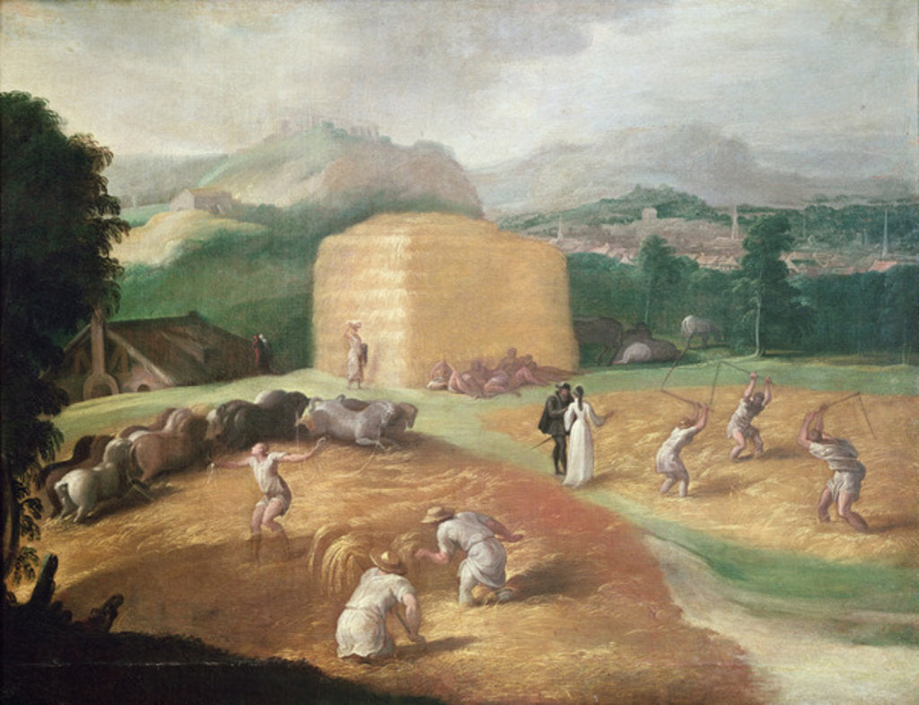 Detail of Landscape with Corn Threshers by Nicolo dell' (school of) Abate