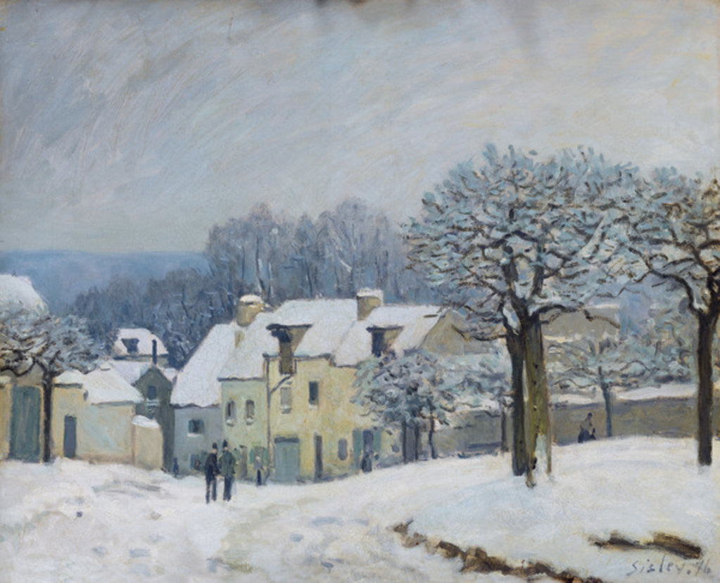 Detail of The Place du Chenil at Marly-le-Roi, Snow by Alfred Sisley
