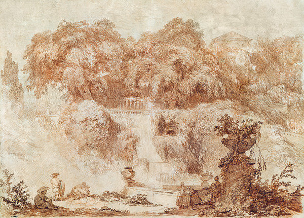 Detail of Gardens of the Villa d'Este by Jean-Honore Fragonard