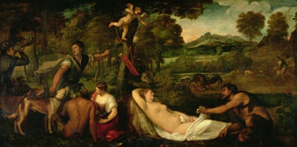Detail of Pardo Venus or Jupiter and Antiope by Titian
