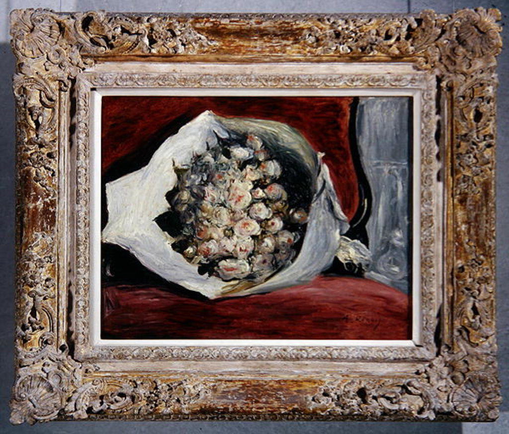 Detail of Bouquet in a theatre box by Pierre Auguste Renoir