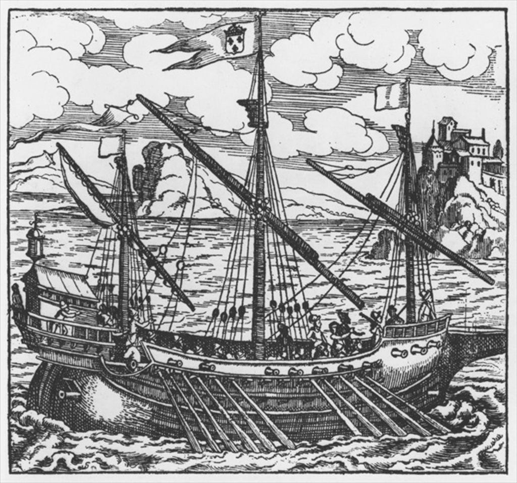 Detail of French galley operating in the ports of the Levant since Louis XI by French School