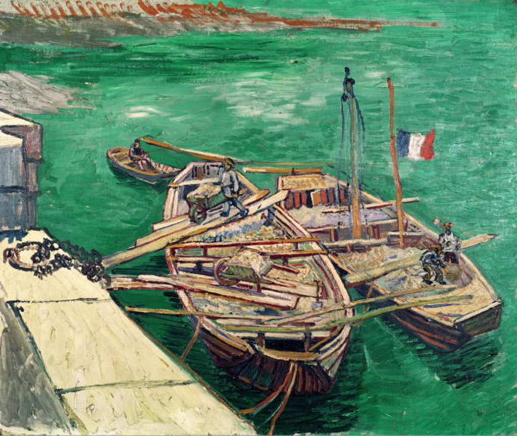 Detail of Landing Stage with Boats by Vincent van Gogh