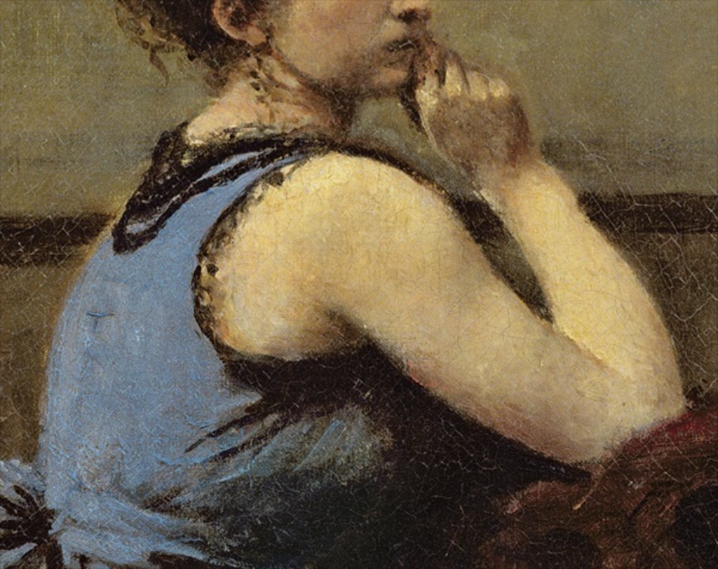 Detail of The Woman in Blue, 1874 by Jean Baptiste Camille Corot