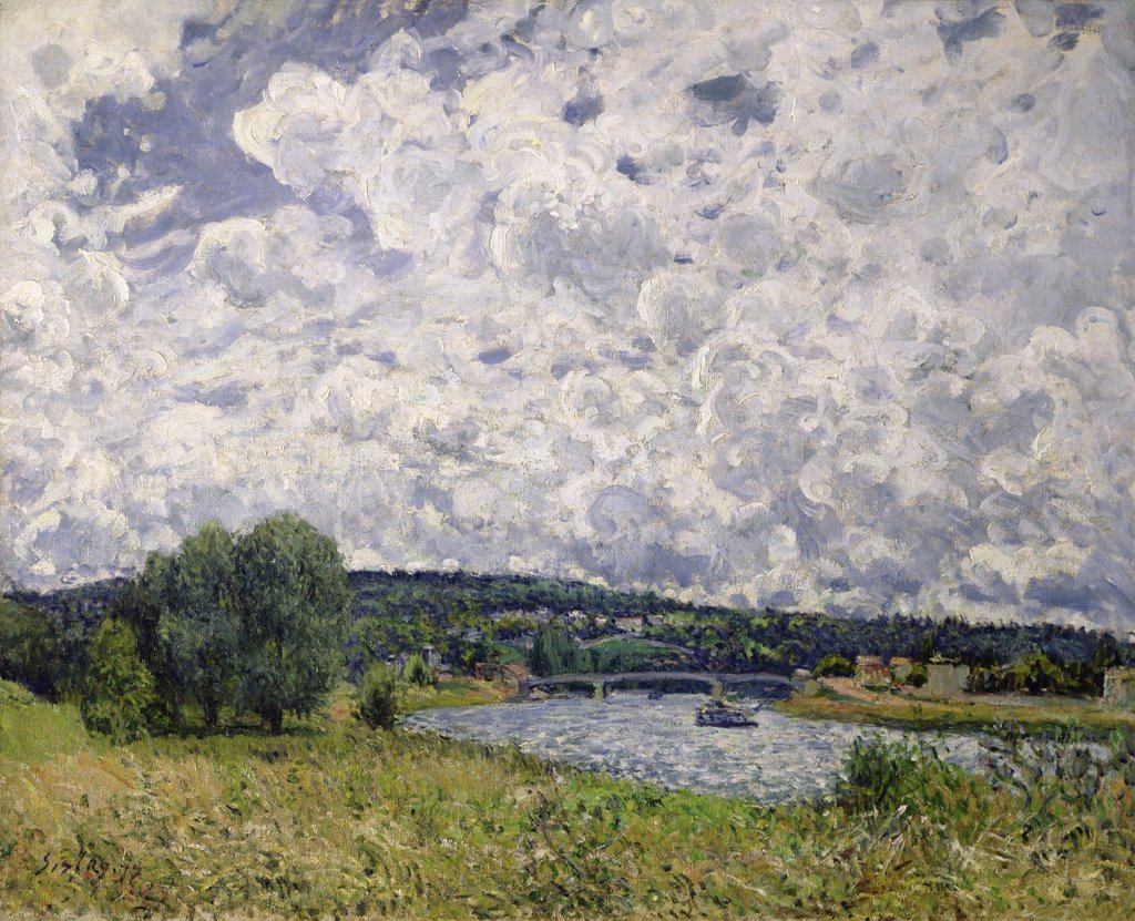 Detail of The Seine at Suresnes, 1877 by Alfred Sisley