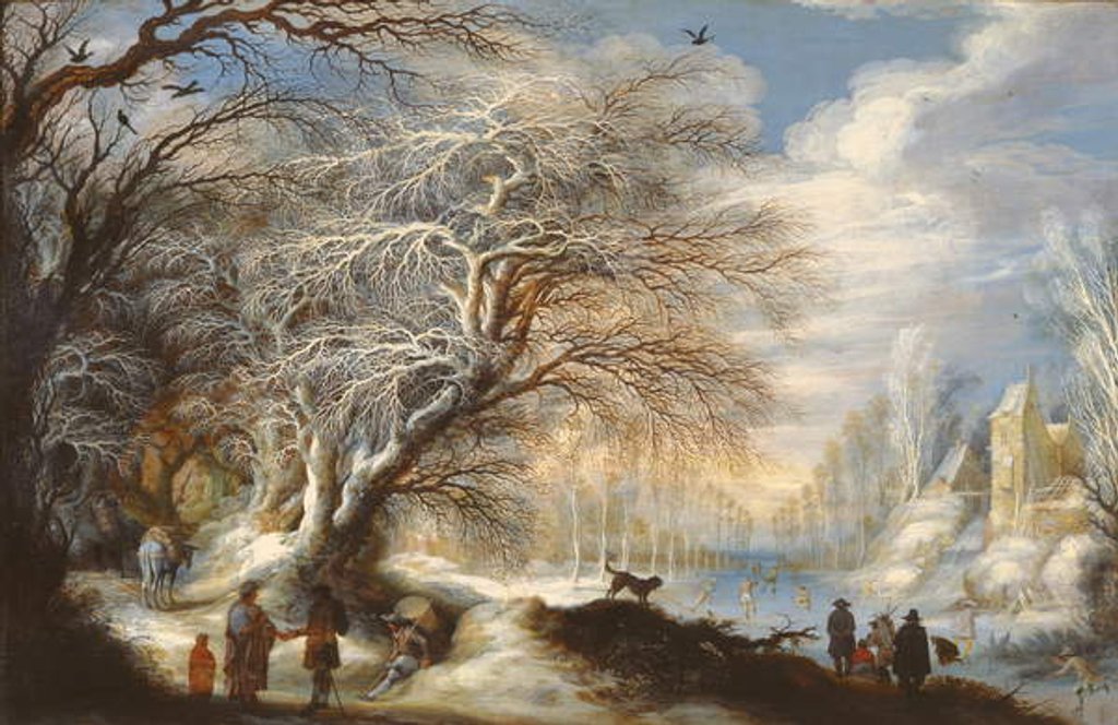 Detail of Skaters on a Canal or, Winter Landscape by Gysbrecht Lytens or Leytens