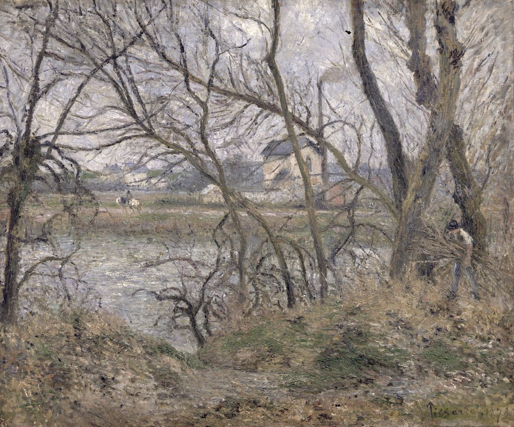 Detail of The Banks of the Oise, near Pontoise, Cloudy Weather, 1878 by Camille Pissarro