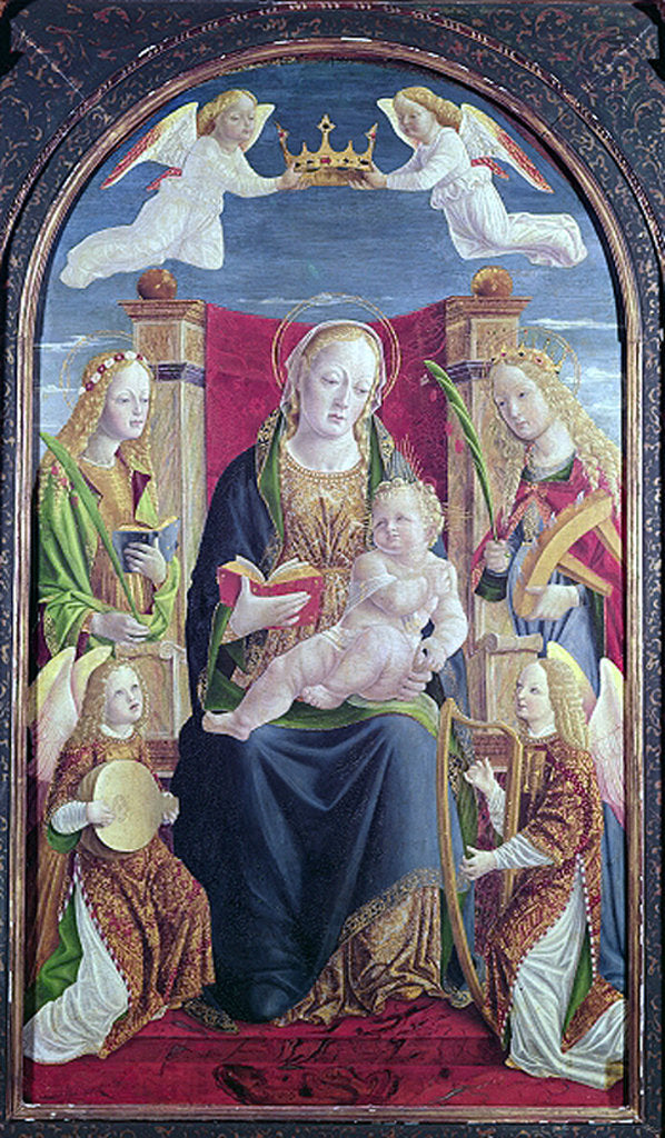 Detail of Madonna and Child with Angel Musicians, c.1490-1500 by School Lombard