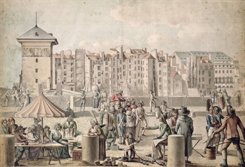 Detail of Mountebanks and Promenaders on the Pont au Change by French School