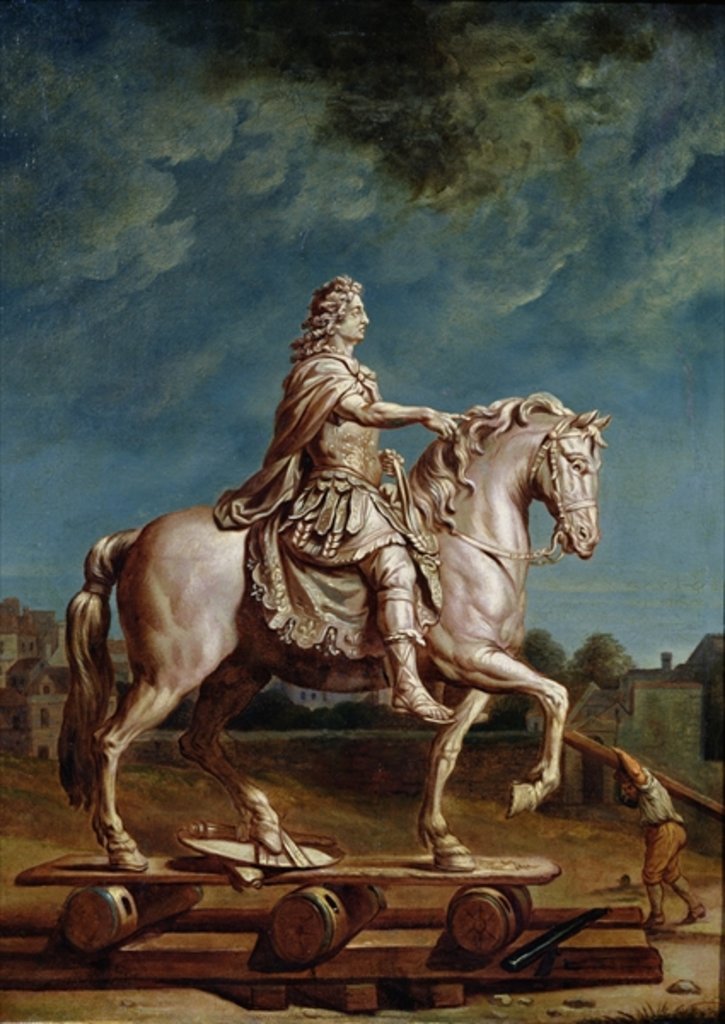 Detail of Transporting the Equestrian Statue of Louis XIV from the Workshop at the Convent of the Capucines in 1669, after 1669 by Rene Antoine Houasse