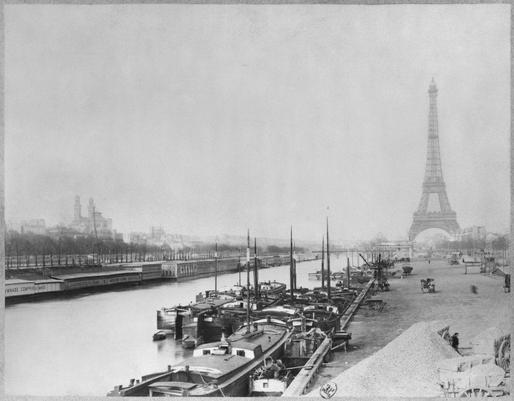 Detail of View of the banks of the Seine and the Eiffel Tower, Paris by French Photographer