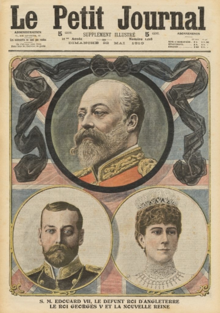 Detail of Death of King Edward VII, King George V and Queen Mary by French School