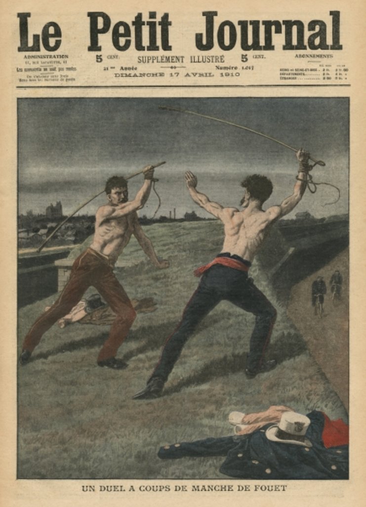 Detail of Fighting a duel with whips by French School