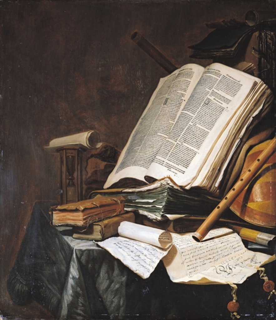 Detail of Books and Musical Instruments by Jan Vermeulen