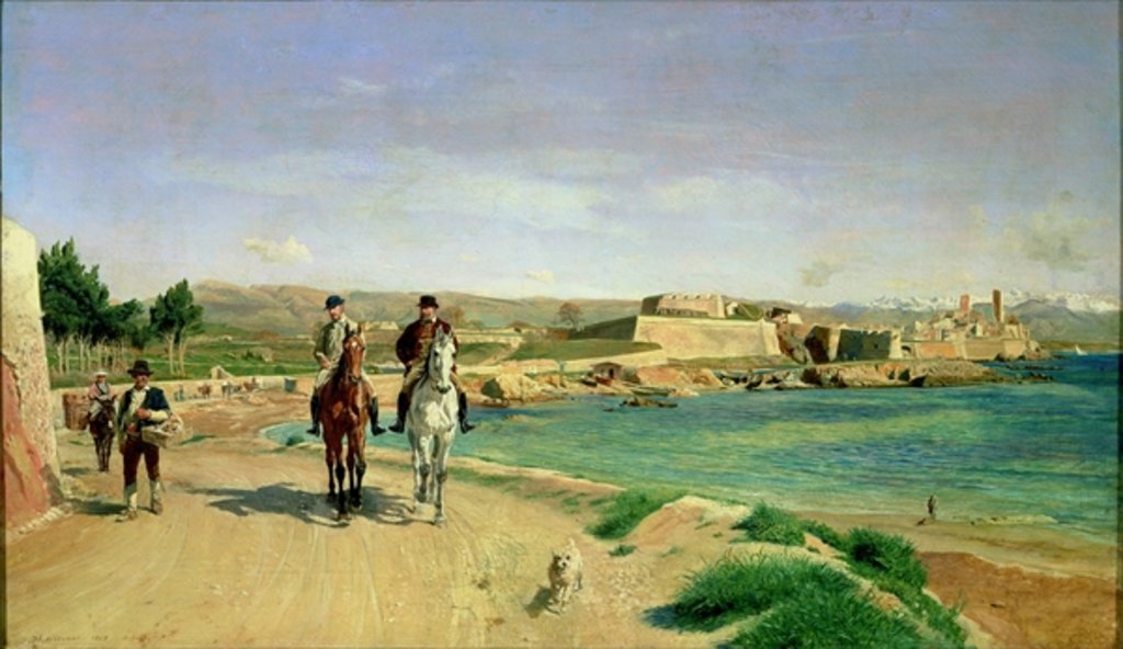 Detail of Antibes, the Horse Ride by Jean-Louis Ernest Meissonier