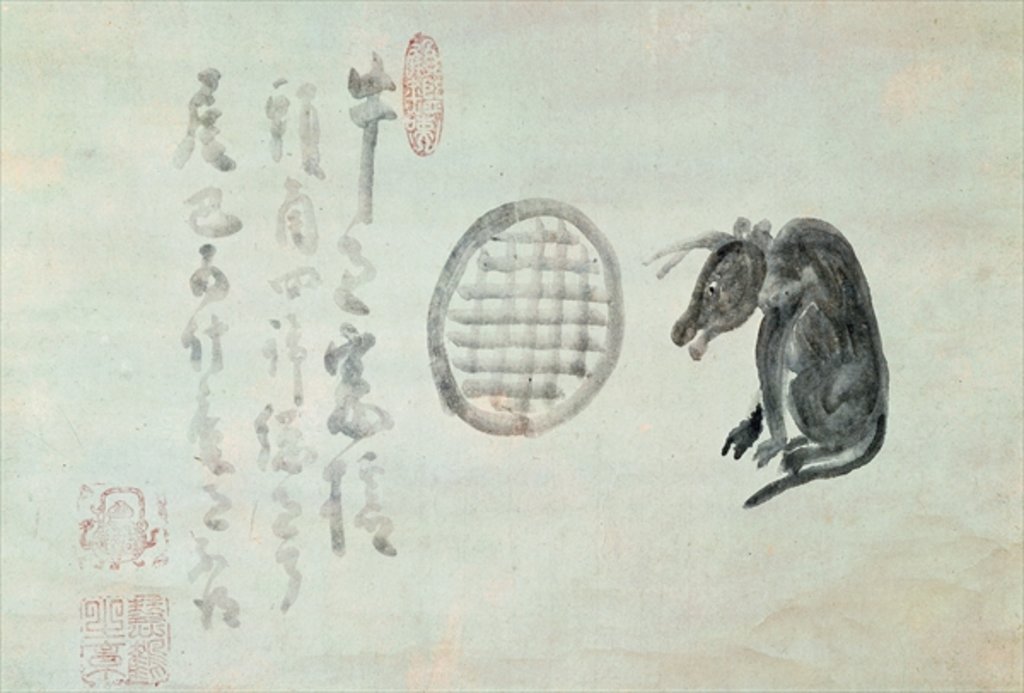Detail of Cow, Oval Window and Haiku by Ekaku Hakuin