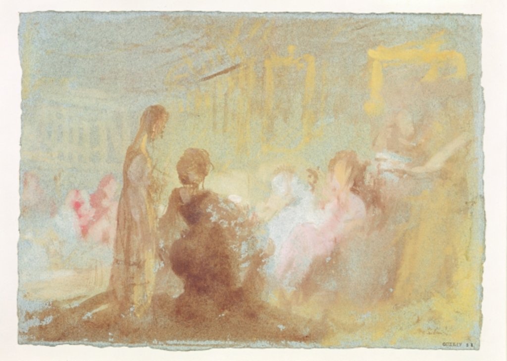 Detail of Interior at Petworth House with people in conversation, 1830 by Joseph Mallord William Turner
