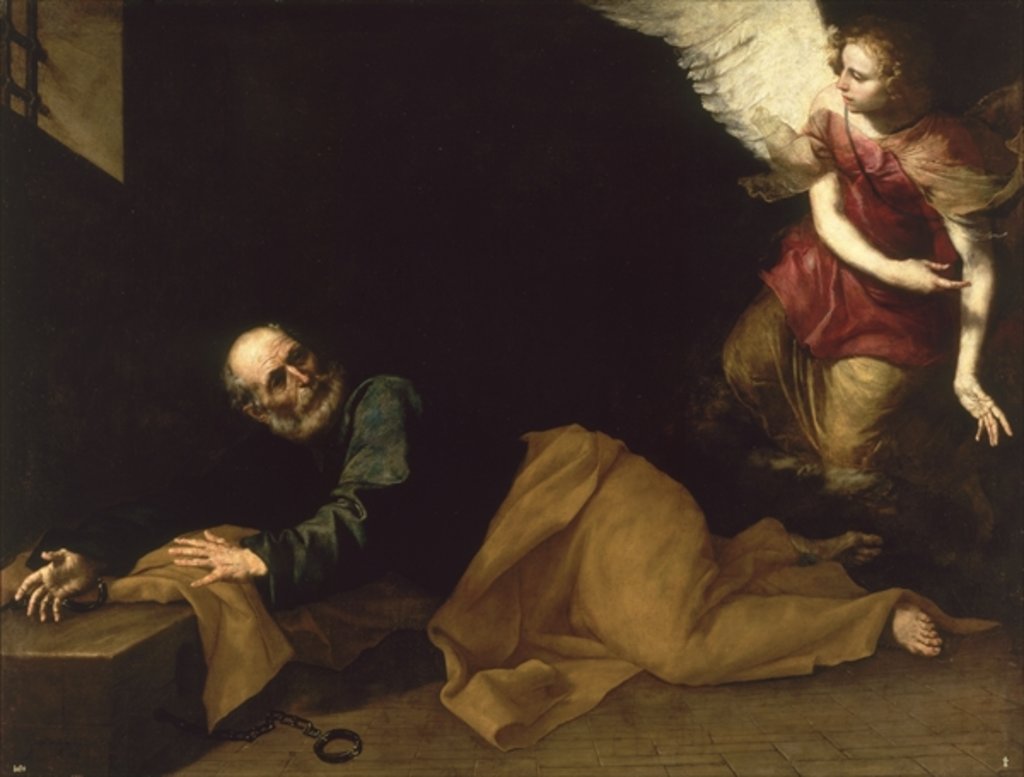 Detail of St. Peter Freed by an Angel, 1639 by Jusepe de Ribera