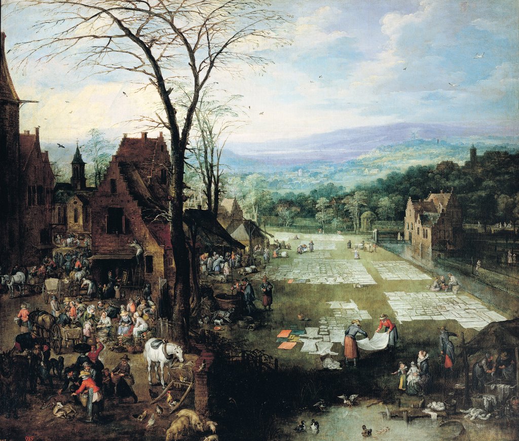 Detail of Market and Bleaching Ground, 1620-22 by Joos or Josse de The Younger Momper