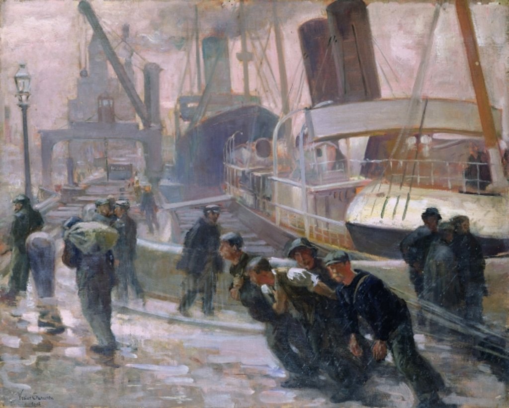 Detail of Liverpool Dockers at Dawn, 1903 by Victor Francois Tardieu