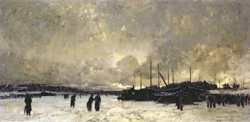 Detail of The Seine in December by Luigi Loir