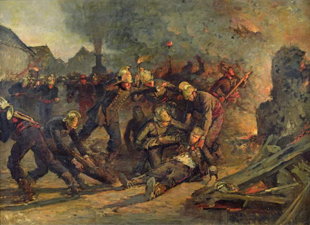 Detail of Death of Lt. Col. Froidevaux of the Paris Fire Brigade, 1887 by Emile Renard
