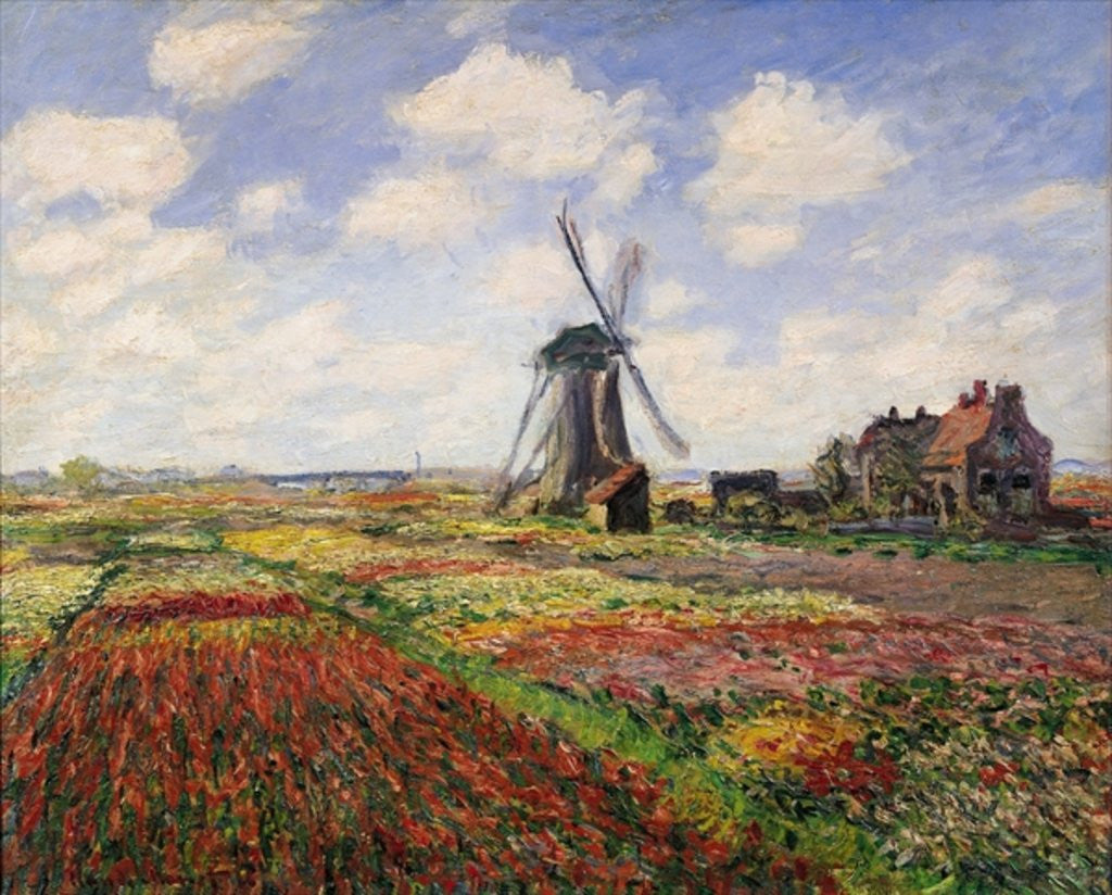 Detail of Tulip Fields with the Rijnsburg Windmill by Claude Monet