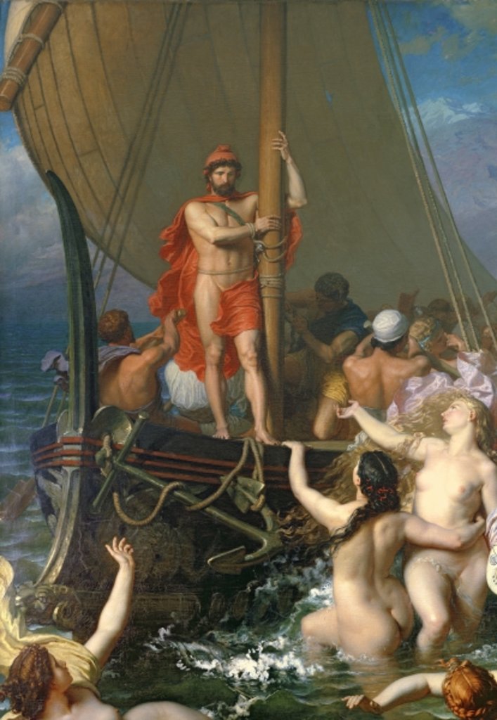 Detail of Ulysses and the Sirens by Leon-Auguste-Adolphe Belly