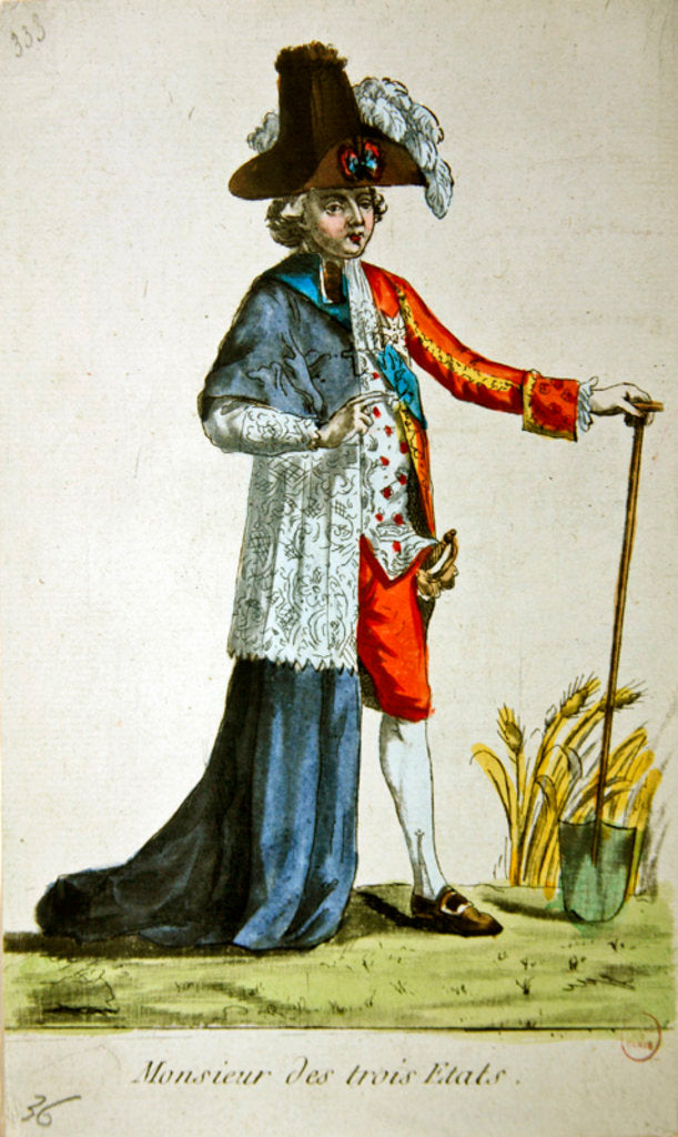 Detail of Monsieur des Trois Etats, caricature on the Three Estates of France before the Revolution by French School