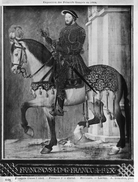 Detail of Equestrian portrait of King Francis I of France by Jean (school of) Clouet