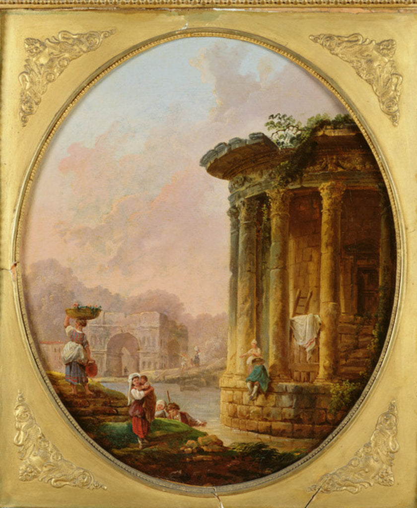 Detail of Temple of Vesta and the Arch of Janus Quadrifons by Hubert Robert