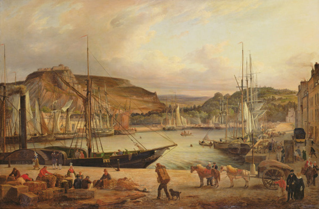 Detail of View of the commercial port at Cherbourg by Theodore Deslinieres